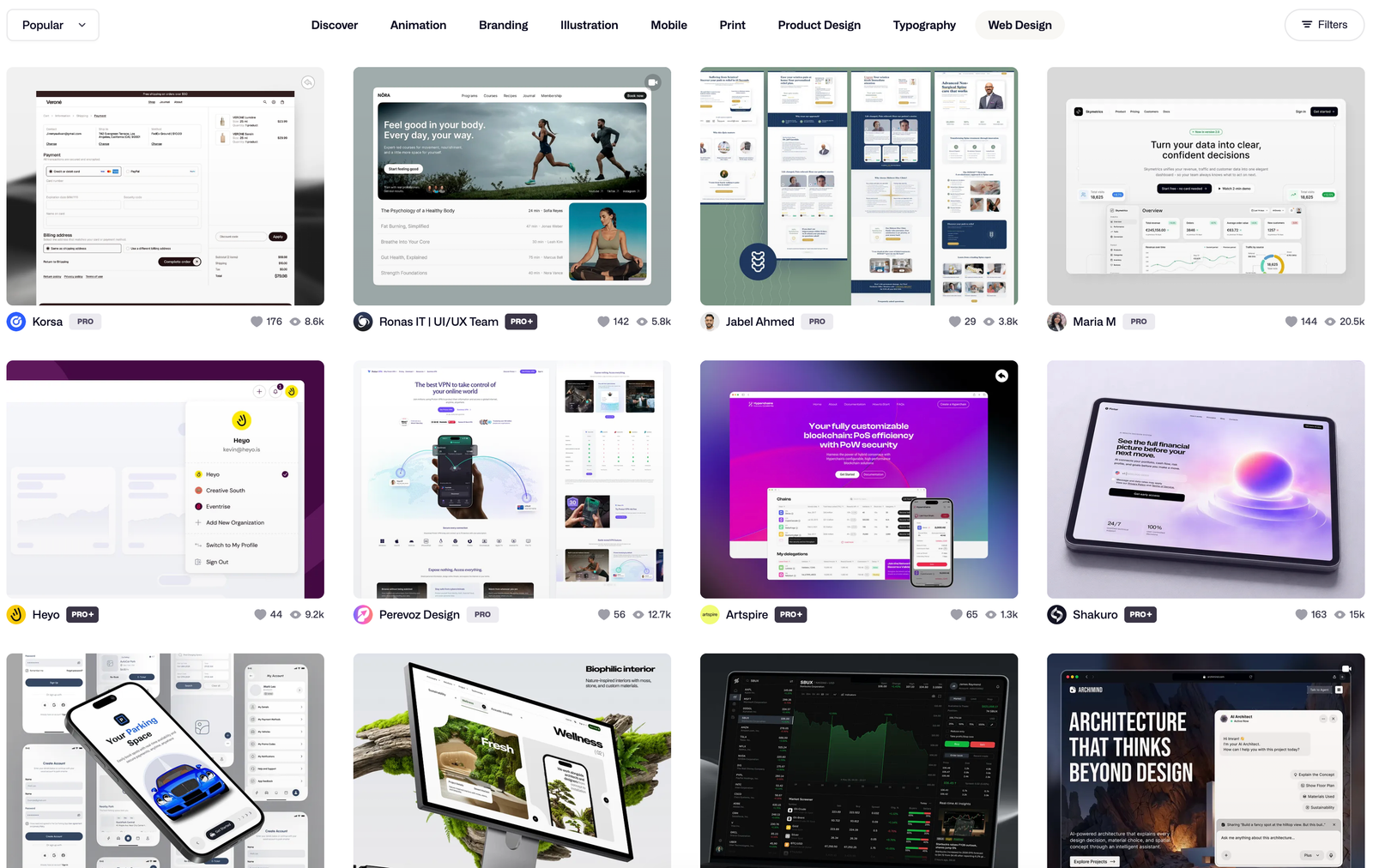 Подборка интерфейсных референсов на Dribbble